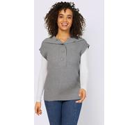 Débardeur en tricot 2 types de cols : col montant ou à revers - Best Connection - gris chiné GRIS CHINÉ 36