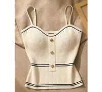 Débardeur en tricot décontracté et polyvalent pour un port quotidien, avec patchwork de couleurs L,M,S,XL,XSRayéTricots