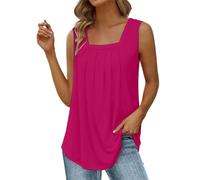 Debardeur Ete Femme Col Carré, Debardeurs-Sport Coupe Ample Top Base Léger Confortable Mode Décontracté Gilet sans Manches Ete Respirant pour La Sport Fitness Plage Vacances