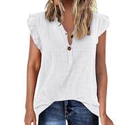 Débardeur Ete Femme Col V- Tee Shirt Grande Taille Femme sans Manches Haut Couleur Unie Chic Ample Décontracté Classique de Base Tunique Confortables Respirant pour Plage Voyage Vacances Caraco