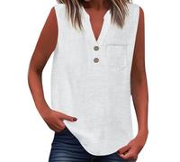 DéBardeur Ete Femme Grande Taille- Gilet sans Manche Sexy-Tunique Col en V avec Boutonné Chic Et élégant Tank Top Casual Tendance Ample Pas Cher Léger Et Respirant Ample Chemisier