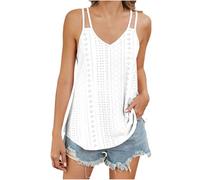 DéBardeur Ete Femme Keyhole Col V Haut sans Manche Bretelles Spaghetti Tank Top Chic Et élégant Fluide Ample Camisole Casual Léger Et Respirant Classique Caraco pour Plage Voyage Vacances