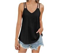 DéBardeur Ete Femme Keyhole Col V, Haut sans Manche Femme Bretelles Spaghetti Tank Top Chic Et élégant Fluide Loose Camisole DéContracté Léger Et Respirant Basique Caraco pour Plage Voyage Vacances