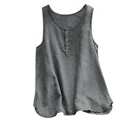 DéBardeur Ete Femme sans Manches T Shirt Grande Taille Col Rond avec Boutons Couleur Unie Debardeur Casual Ample Léger Confortables Classique Chic Tank Top pour Plage Voyage Vacances