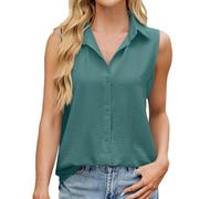 Debardeur Ete Femmes Col V, Debardeurs-Sports Bottons Coupe Ample Top Base Léger Confortable Mode Décontracté Gilet sans Manches Ete Respirant pour La Sport Fitness Plage Vacances