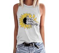 Débardeur extensible basique pour femme - Printemps/été - Col rond - Lettres imprimées « Be Your Own Sunshine » - Sans manches, jaune, M