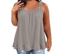 Debardeur Femme Ample Grande Taille Été Top Chic et Élégant sans Manche avec Bretelles Haut Sexy Lâche Confortable avec Ourlet Volanté Chemise Décontracté Léger Pyjama Femmes Tops DE Quotidien