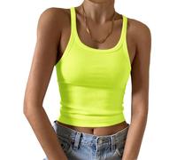 Débardeur Femme Ample, Maillot Dos Nu Debardeur Soutien Gorge Integre, Fluo Bustier T Debardeur Tshirt Élégant Nageur sans Manche Crop Corps Camisole Débardeurs Gilet Tank Top Femme, XS