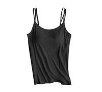 Debardeur Femme Avec Soutien Gorge Intégré Bretelle D'été Blanc Débardeur Coton Haut Sport Anti-Transparent Top Croc Sans Couture T-Shirt Mode Pour Les Rendez-Vous Galants Côtelés Débardeurs Ete