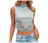 Debardeur Femme Basique Chic et Élégant Été Crop Top sans Manche Ample Slim Fit Haut Sexy Chemise Camisole Mode Casual Court Tank Tops (Gris Clair, S)
