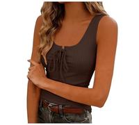 Débardeur Femme Camisole féminin Basique Quotidien Indispensable Ajustement modéré Conception fiable Confort Constant résistance aux usages répétés pour extérieure Douce (Coffee, S)