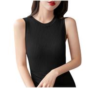 Débardeur Femme Col Round Tricoté Top Femme Ete Chic Et Élégant sans Manches T-Shirt Haut Femmes Décontracté Slimming Vêtement D'Été 2025 Mode Gilet Top Ajustés D'Été Confortable