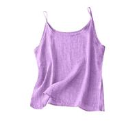 Debardeur Femme Coton Et Lin Bretelles Fines Grande Taille Débardeurs sans Manches Couleur Unie Décontractés Loose Chic et Élégant Caraco Léger Respirant