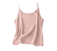 Debardeur Femme Coton Et Lin Bretelles Fines Grande Taille Débardeurs sans Manches Couleur Unie Décontractés Loose Chic et Élégant Caraco Léger Respirant