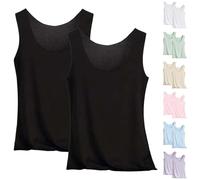 Debardeur Femme Coton Fine Bretelles - Blouse D'Été À sans Manche en Soie Glacée Debardeurs Lot De 2 Débardeur Leger Haut Grande Taille Col Rond Summer Top Décontractés Top Ample Grande Taille Tops