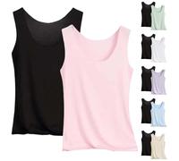 Debardeur Femme Coton Fine Bretelles - Blouse D'Été À sans Manche en Soie Glacée Debardeurs Lot De 2 Débardeur Leger Haut Grande Taille Col Rond Summer Top Décontractés Top Ample Grande Taille Tops