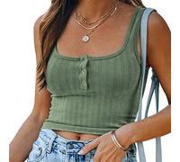 Débardeur Femme Crop Top Col Carré sans Manche Tank Top Haut Court Côtelé Gilet Sexy Chic T-Shirts Chemises Cami Top Haut Basique Tops Blouse Printemps Eté