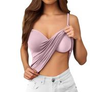 Débardeur Femme Debardeur Blanc Basic Top Dentelle Camisole 2026 Ete Débardeurs Maillot De Corps Coton Hauts sans Manche Caraco Noir Sexy Dos Nu Côtelé Haut Bandeau Tank Elégant Manches Violet L