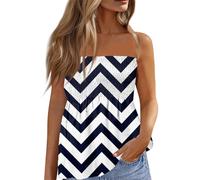 Débardeur Femme,Débardeur Femme 2024 d'été Top Bandeau épaules Dénudées sans Manches Dos Nu Tube Top Floral Vintage Tee Shirt Cadeau 18 Ans Fille,Marine,S,B60