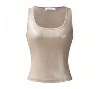 Débardeur femme d'été Elio Closet, nouvelle mode estivale brillante pour soirée, plage, rue et décontracté. Débardeur sans manches, couleur unie, sexy, à la mode Y2K avec revêtement pailleté. Convient