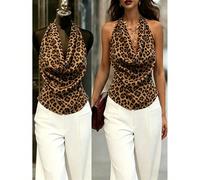 Débardeur femme en satin brillant à col drapé et col bénitier, dos nu fluide avec nœud papillon, coupe slim, sous-couche élégante de style niche luxe L,M,S,XLMotif texturéPolyester