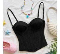 Débardeur femme en tricot texturé à vagues avec boutons devant, top de plage sexy pour vacances, rendez-vous, après-midi thé, saison des mariages, croisière en mer, festival de musique, style hippie w