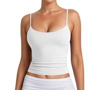 Débardeur Femme Gilet Casual D'été Basique Bretelles Spaghetti Haut De Yoga Débardeurs Sport Doux Et Respirant Et Elegant Caraco Ajusté Col En U Tank Tops (White, S)