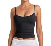 Débardeur Femme Gilet Casual D'été Basique Bretelles Spaghetti Haut De Yoga Débardeurs Sport Doux Et Respirant Et Elegant Caraco Ajusté Col En U Tank Tops (Black, S)