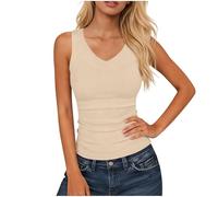 Debardeur Femme Grande Taille Débardeur Sport Caraco Col V Camisole Chic et Élégant Débardeurs Crop Top Sexy Hauts Slim Fit Croc Top Mode Tank Tops Basique Chemise sans Manche Bretelles Été Vêtement