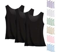 Debardeur Femme Lot De 3, Top Dos Nu Femme Y2K Blouse Fine Bretelles Col U Haut Grande Taille sans Manche Debardeurs Coton Décontractés Hauts Ample Tops Couleur Unie Blouses Confortable Tunique