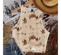 Débardeur femme minimaliste décontracté à col rond avec imprimé de feuille et de branche, coupe ajustée, idéal pour l'été, les vacances, les festivals de musique L,M,S,XL,XS,XXL,XXS,XXXL,XXXXLUnicolor