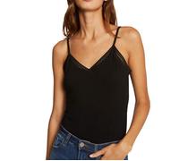 Morgan Femme Débardeur Bretelles Fines Bande Dentelle Barba T-shirt, Noir, L EU