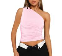 DéBardeur Femme sans Manches- Caraco Sexy VêTements Y2K Haut AsyméTrique À éPaules DéNudéEs Camisole Slim Fit Moulant Party Gilet Tendance Streewear Chic Banquet Bandeau Tube Top
