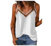 DéBardeur Femme Satin- Debardeur Sexy,Gilet Femme Chic Et Elegant Col V Grande Taille RéSille éPissage avec Bretelles Fines DéBardeurs Couleur Pure Pas Cher LéGèRe DéContracté D'éTé Camis
