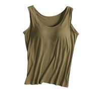 Débardeur Femme Soutien Intégré Confortable sans Armatures Sport Yoga Extérieur Décontracté Moderne (Army Green, M)