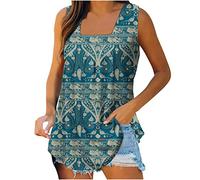 Debardeur Femme Sport ÉTé Top Chic Haut sans Manche Col Carré Chemise Fluide Ample Camisole Top Tee Camisole Chic Doux Respirant Tank Tops Casual ÉLéGant Couleur Unie Tunique Blouses