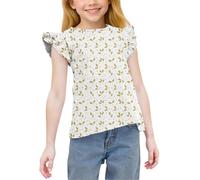 Débardeur Fille Manche Volants à Imprimé Feuilles Tunique Décontractée, Mignon Jolie Tshirts Ete sans Manches Col Rond pour Filles Enfant Adolescent 3 4 5 6 7 8 9 10 11 12 13 14 15 Ans
