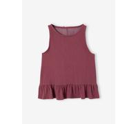 Débardeur fille sans manche volants terracotta 3A