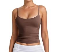Debardeur Gainant Femme Sexy, Tank Top Femme avec Bretelles Spaghetti Réglables Haut Court Dos Nu Moulant Slim Fit Couleur Unie Camisole Grande Taille Chic Extensible Confortables Quotidien Caraco