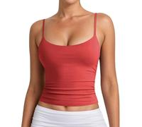 Debardeur Gainant Femme Sexy, Tank Top Femme avec Bretelles Spaghetti Réglables Haut Court Dos Nu Moulant Slim Fit Couleur Unie Camisole Grande Taille Chic Extensible Confortables Quotidien Caraco