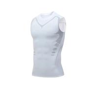 Débardeur gainant pour homme - Débardeur amincissant - Compression - Contrôle du ventre - Séchage rapide, blanc, 5XL