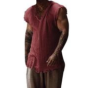 Débardeur Hibou Homme Solide Manches Longues Top Shirt Casual Top Shirt Lâche Casual Top Chemisier Sexy Tops Hommes Dentelle, rouge, 3XL