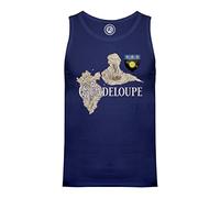Débardeur Homme 100% Coton Bleu Guadeloupe 971 Département Ile Carte Ancienne Rare