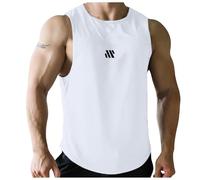 Debardeur Homme Blanc - Débardeur Homme Été Gilet d'entraînement de basket-ball de remise forme sport d'été pour hommes sans manches matériau séchage rapide exercice de course pied chemise de Fitness