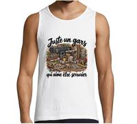 Débardeur Homme Blanc Juste Un Gars Qui Aime être serrurier | Tee Shirt sans Manches Coton Ringspun 150 g/m² Coupe Tubulaire S à 5XL | Idée Cadeau Été Sport