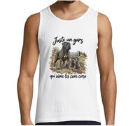 Débardeur Homme Blanc Juste Un Gars Qui Aime Les Cane Corso | Tee Shirt sans Manches Coton Ringspun 150 g/m² Coupe Tubulaire S à 5XL | Idée Cadeau Papa de Chien Été Sport