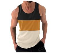 Débardeur Homme Compression Gilet sans Manches Marcel pour s Patchwork Couleur bloquant Sport Fitness de Course en Vrac (Orange, XL)