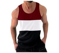 Débardeur Homme Compression Gilet sans Manches Marcel pour s Patchwork Couleur bloquant Sport Fitness de Course en Vrac (Red, S)