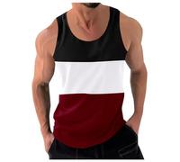Débardeur Homme Compression Gilet sans Manches Marcel pour s Patchwork Couleur bloquant Sport Fitness de Course en Vrac (Brick Red, L)