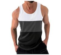 Débardeur Homme Compression Gilet sans Manches Marcel pour s Patchwork Couleur bloquant Sport Fitness de Course en Vrac (White, S)